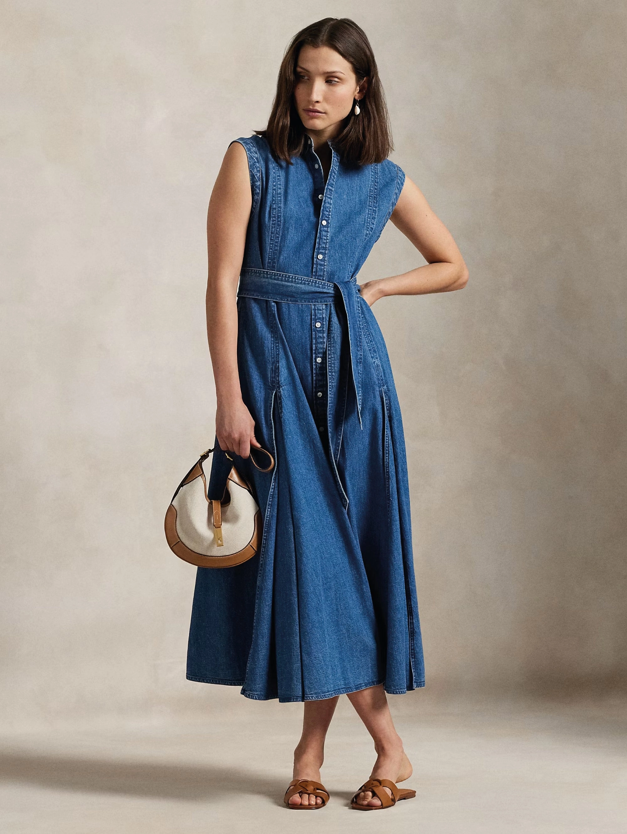 Abito Chemisier in Denim a Trapezio Blu