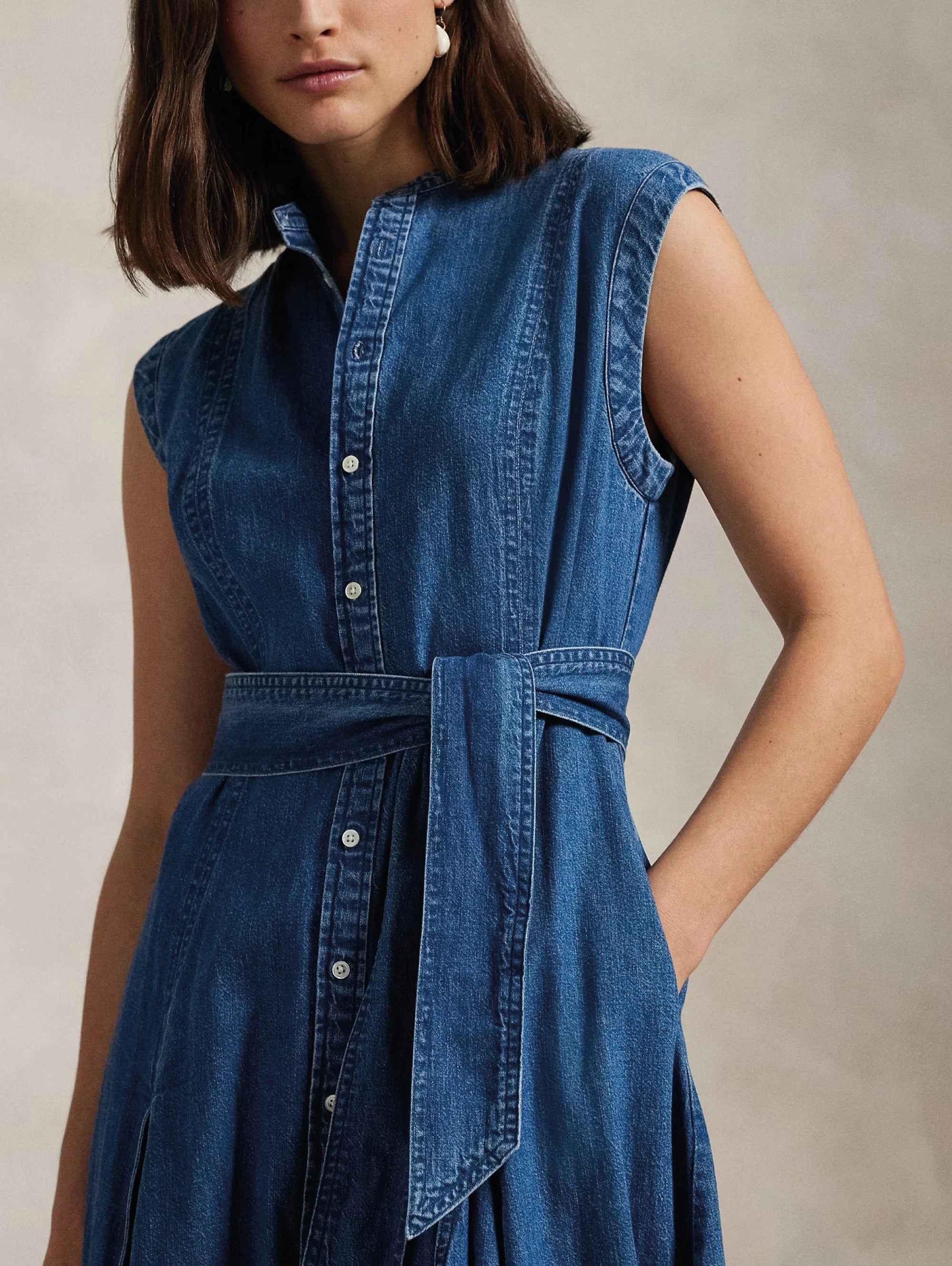 Abito Chemisier in Denim a Trapezio Blu
