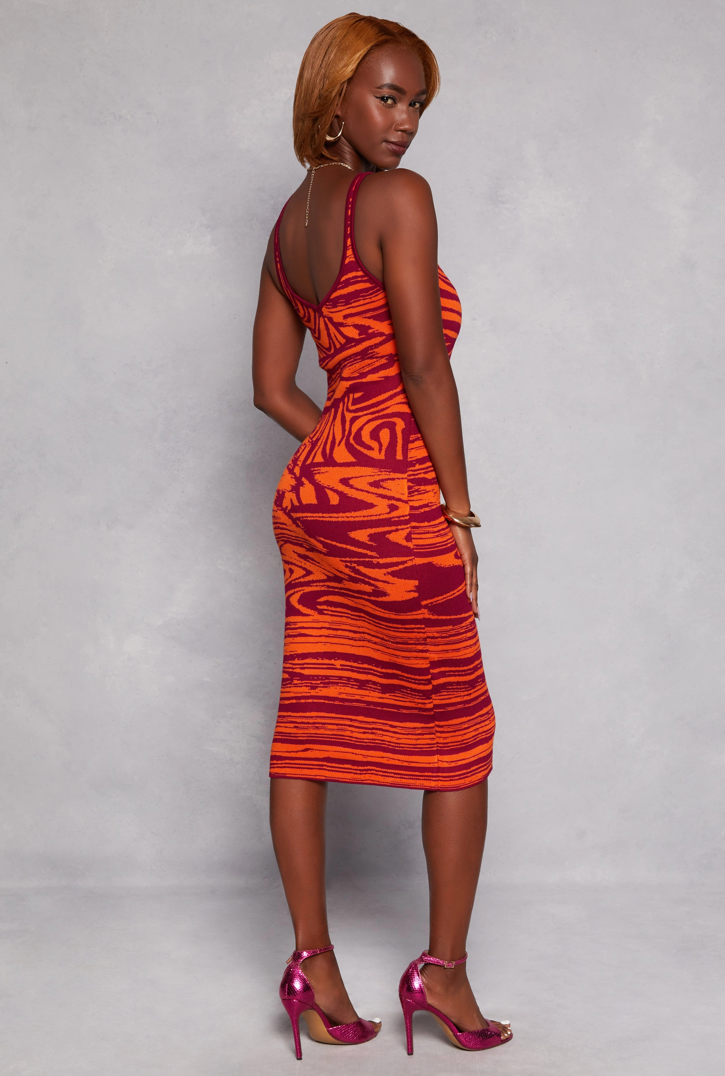 Abstract Print Tank Midi Dress
