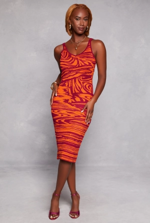 Abstract Print Tank Midi Dress