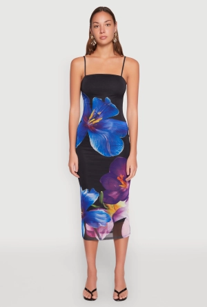 Almost Famous Floral Print Mesh Dress