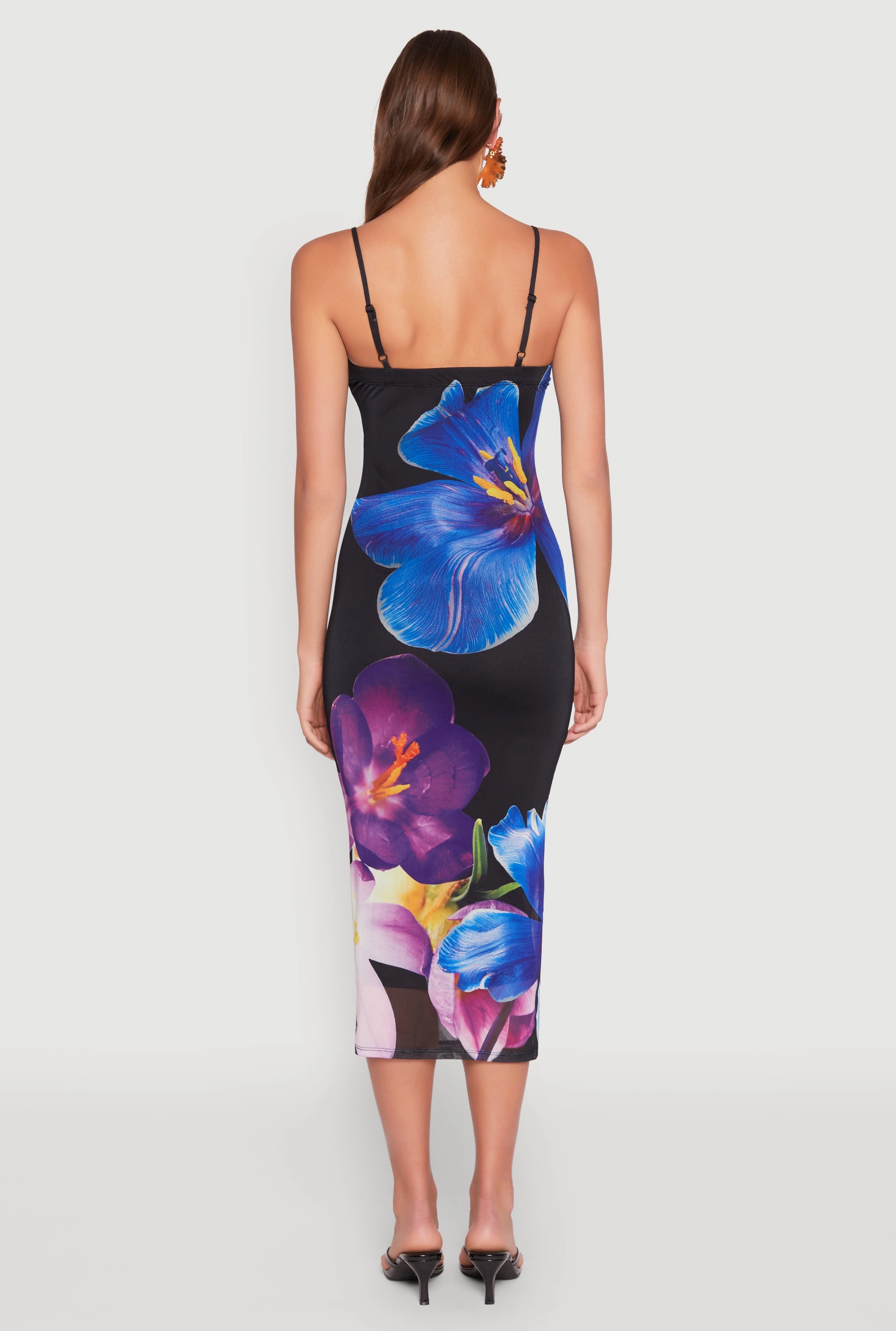 Almost Famous Floral Print Mesh Dress