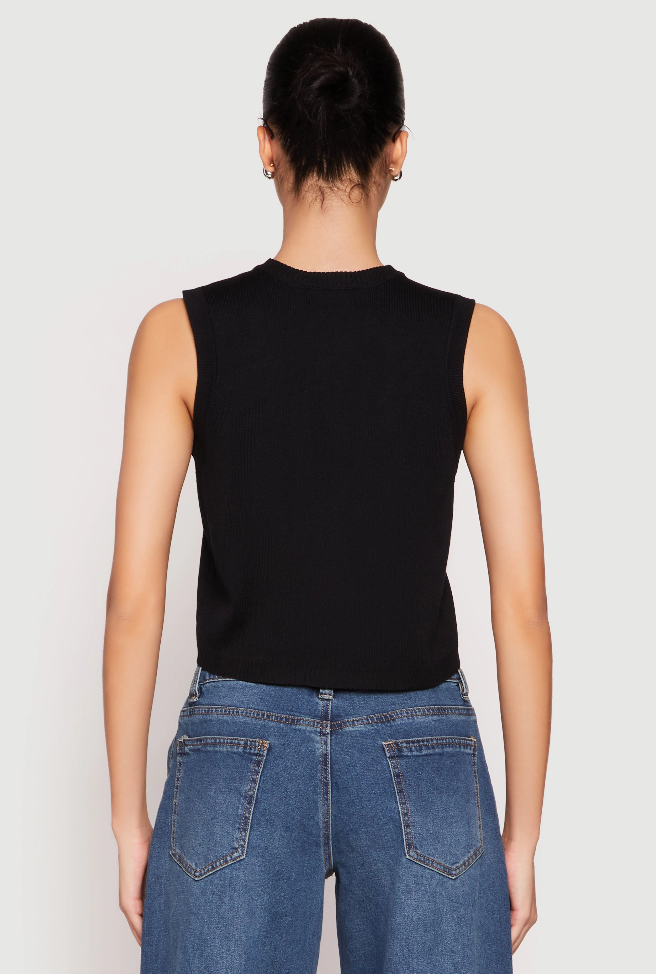 Almost Famous High Neck Button Front Sweater Vest