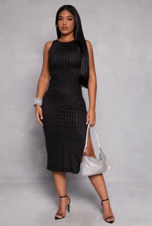 Almost Famous Mesh Rhinestone Studded Dress