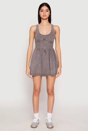 Almost Famous Mineral Wash Corset Skater Dress