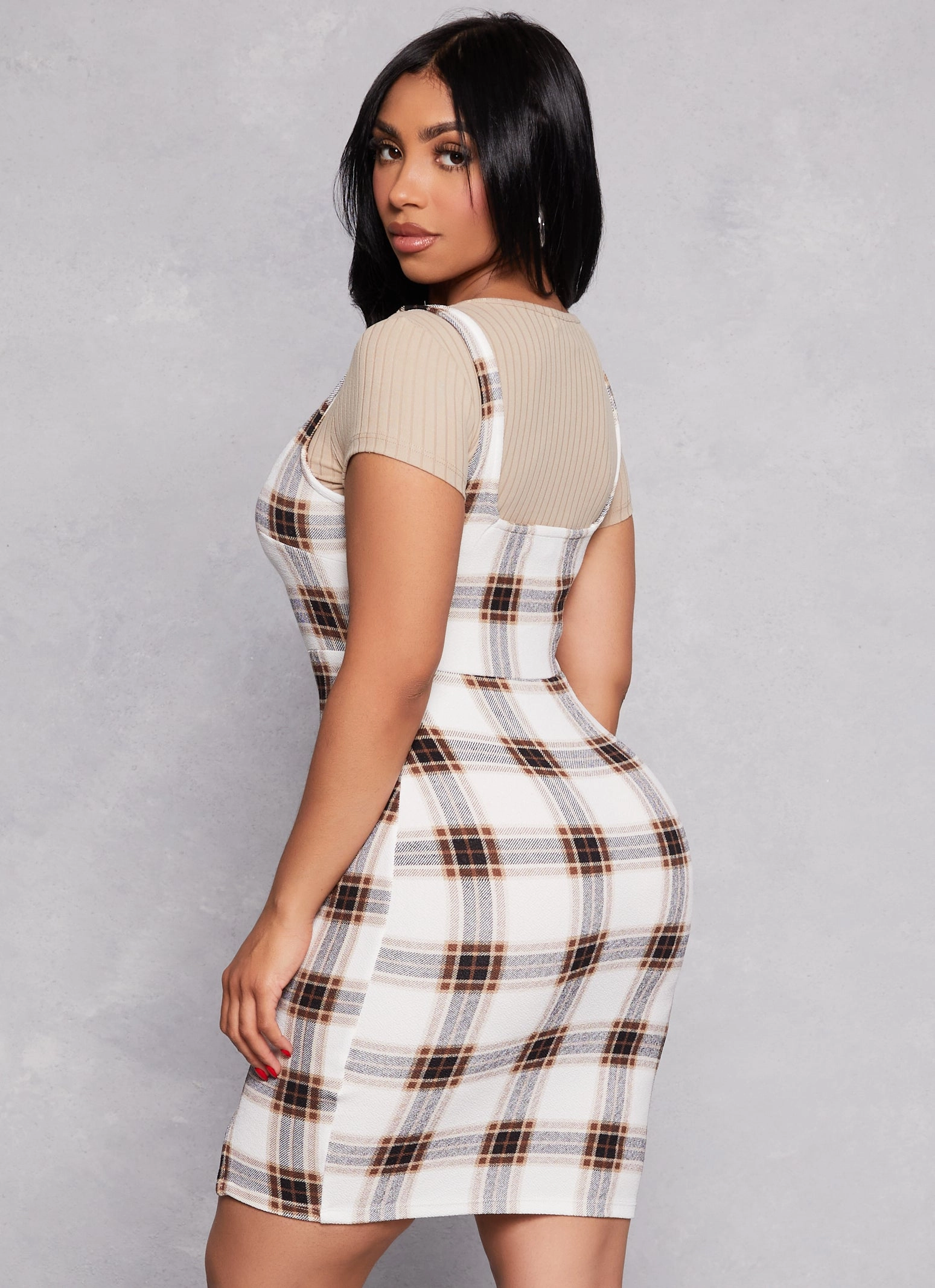 Almost Famous Plaid Tank Dress with Tee