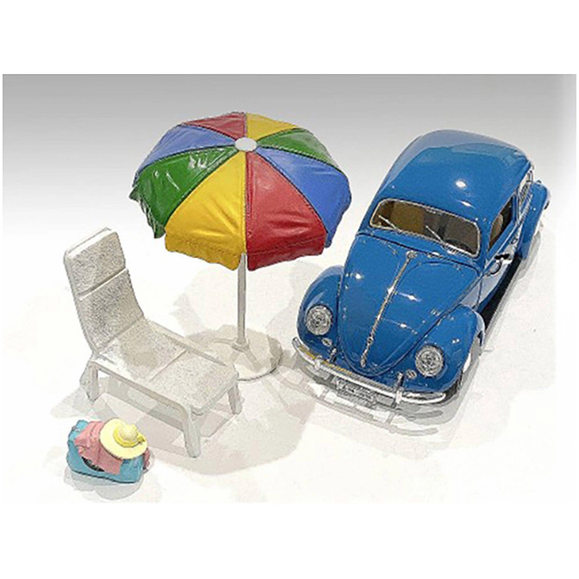 American Diorama Accessories - Beach Girls Beach Chair and Umbrella and Duffle Bag