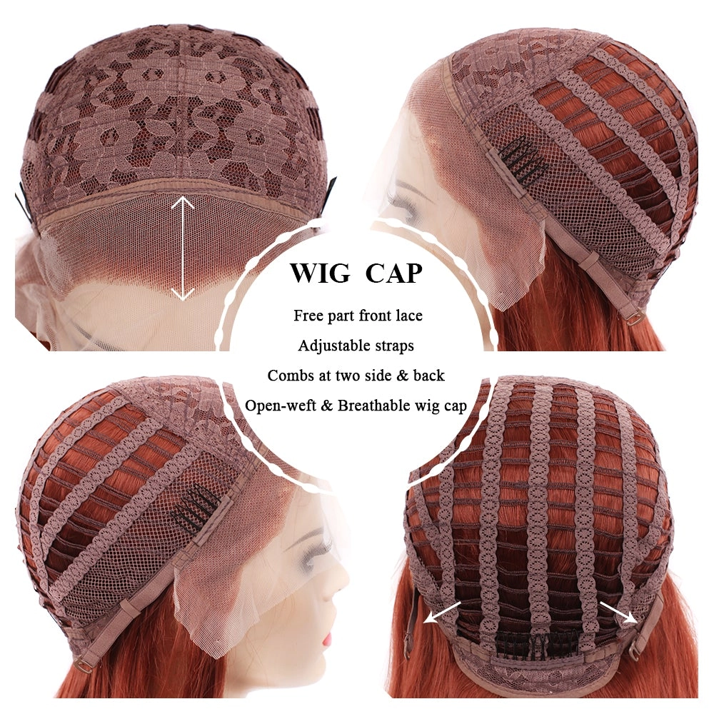 Ana - Wine Red Straight Synthetic Lace Front Daily Wigs