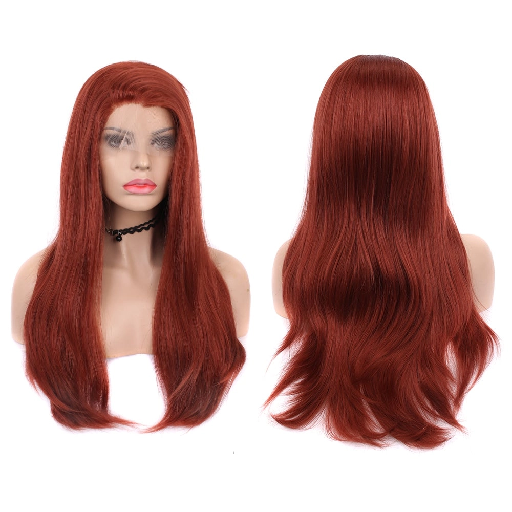 Ana - Wine Red Straight Synthetic Lace Front Daily Wigs