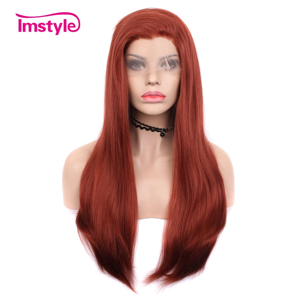 Ana - Wine Red Straight Synthetic Lace Front Daily Wigs
