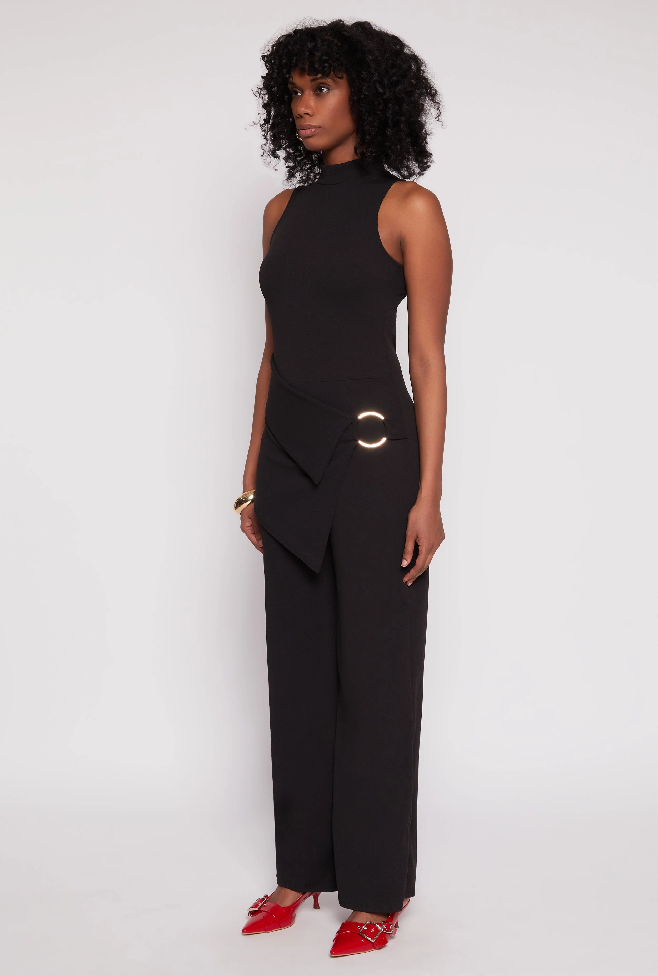 Asymmetrical O Ring Waist Detail Jumpsuit