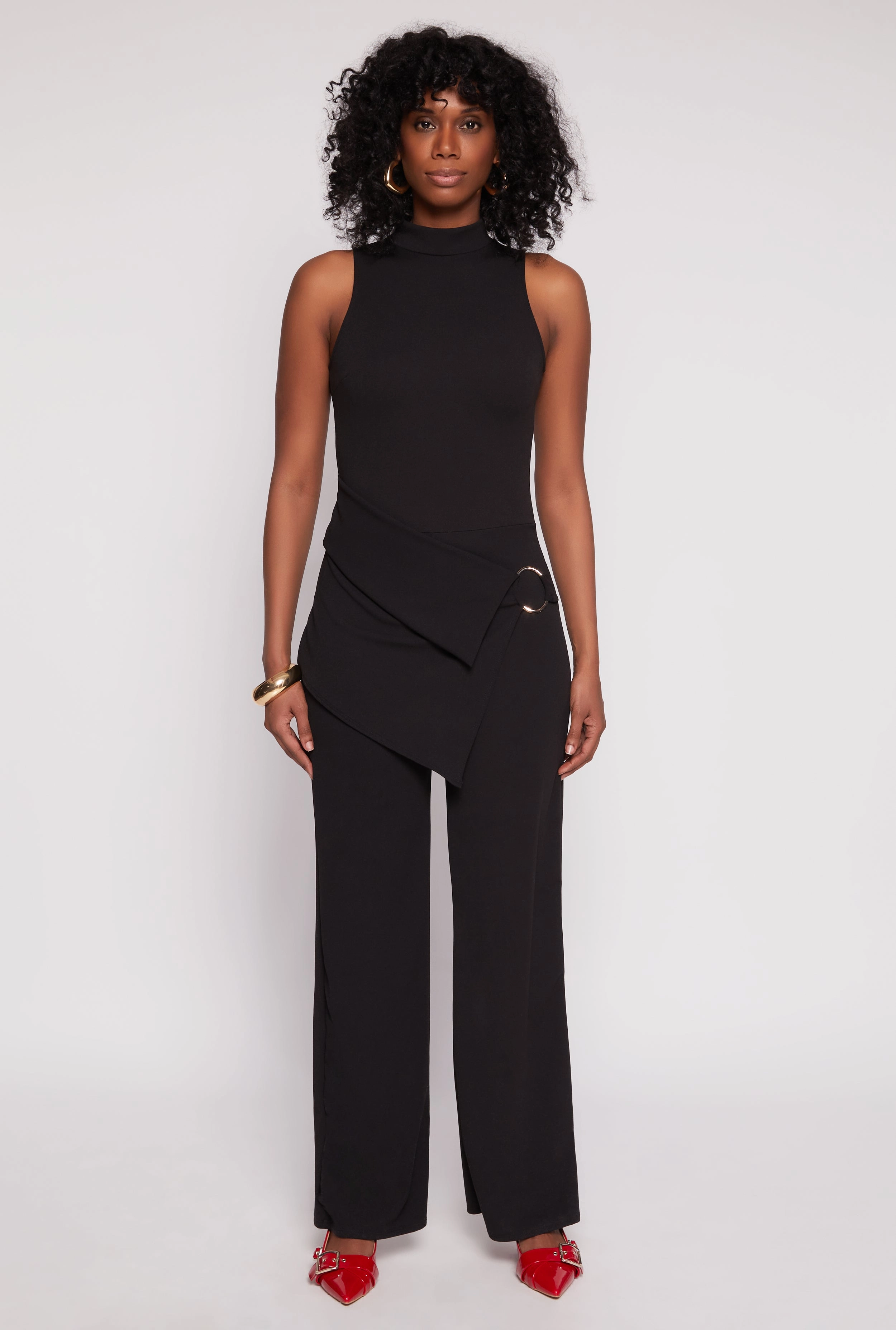 Asymmetrical O Ring Waist Detail Jumpsuit