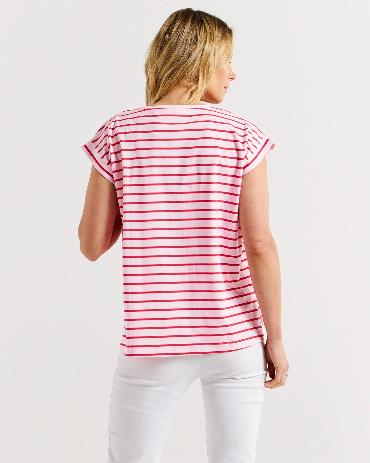 Betty Basics Michaela Top Cherry Blossom Stripe