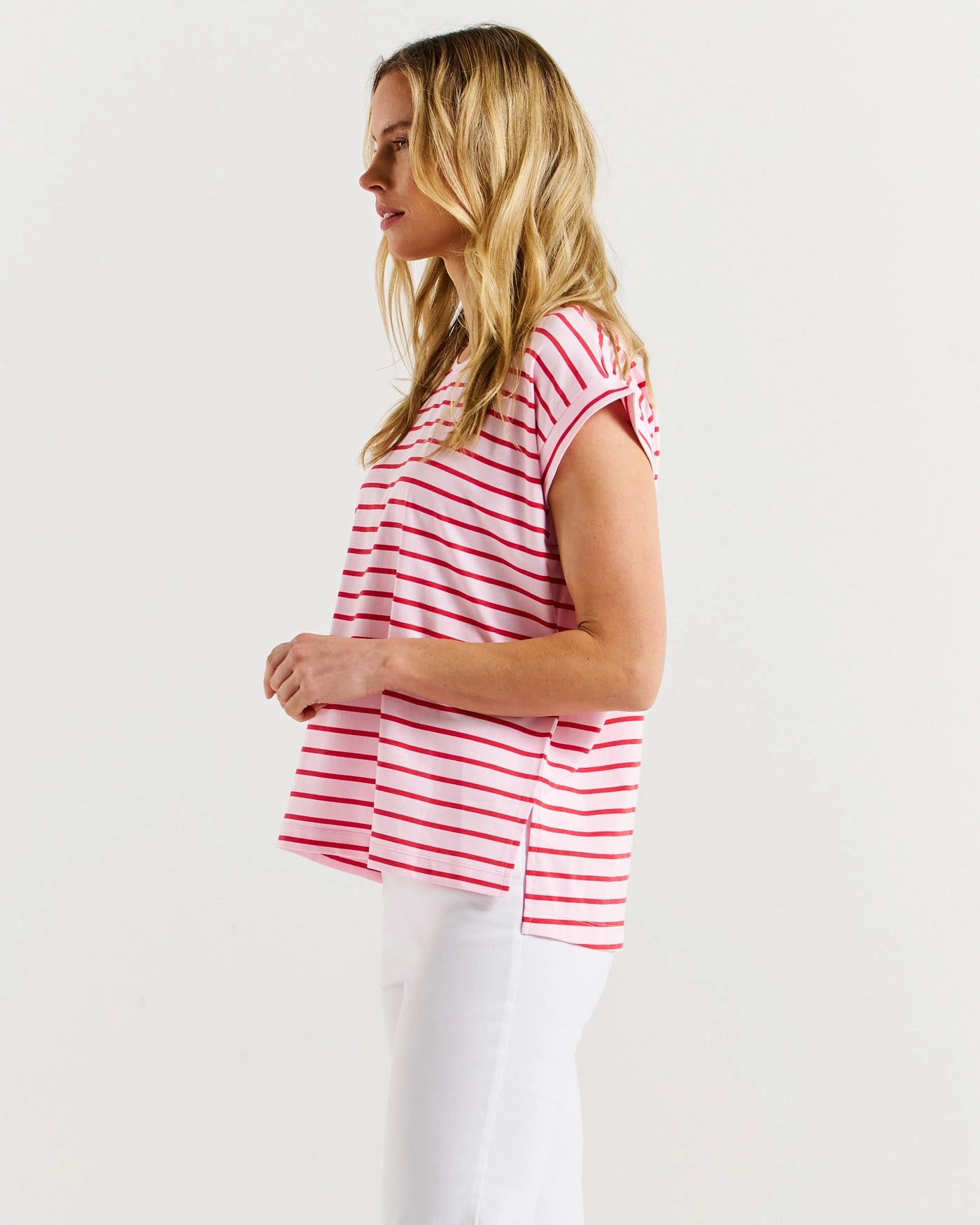 Betty Basics Michaela Top Cherry Blossom Stripe