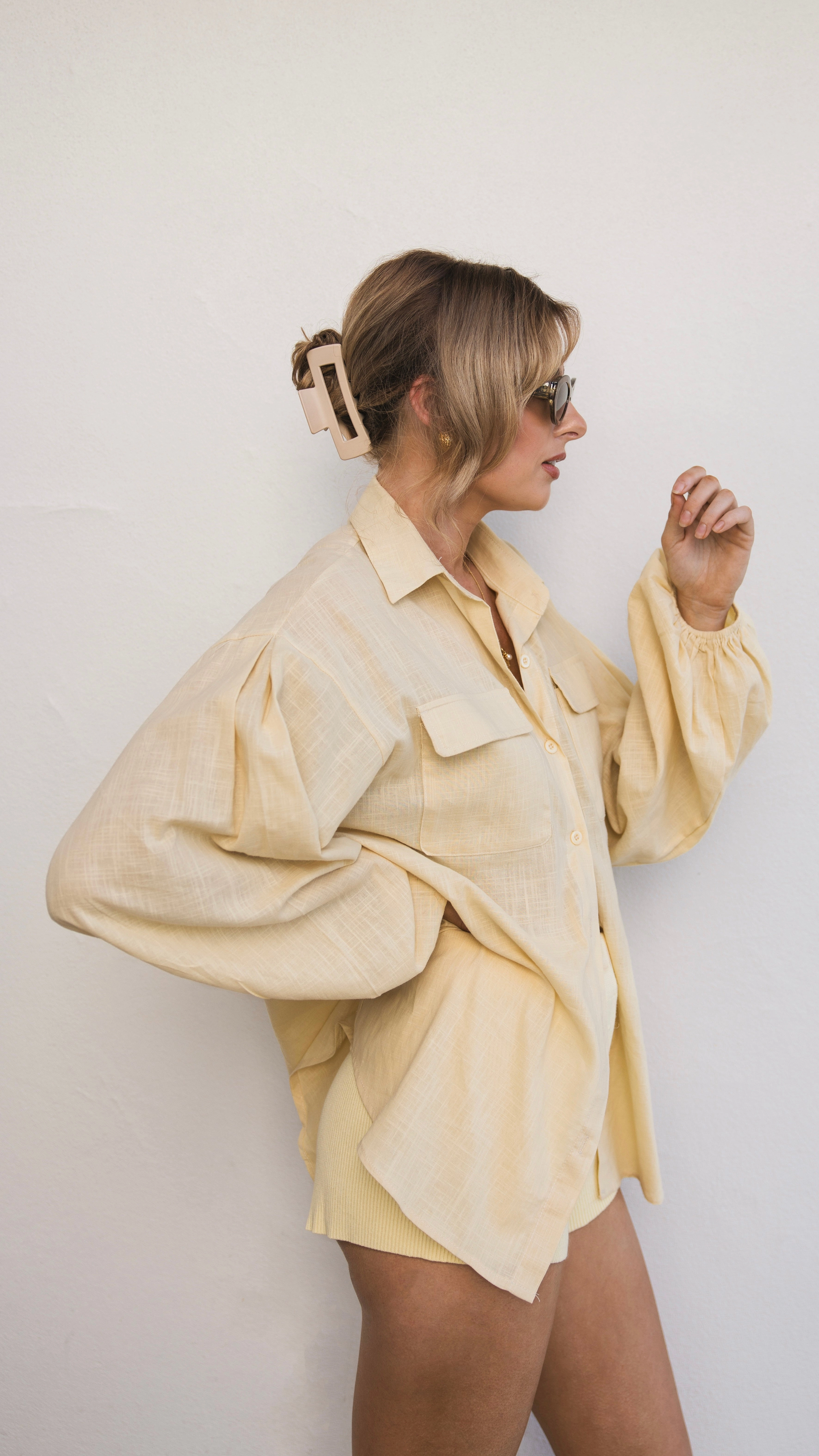Bianca Oversized Button Up Shirt - Lemon