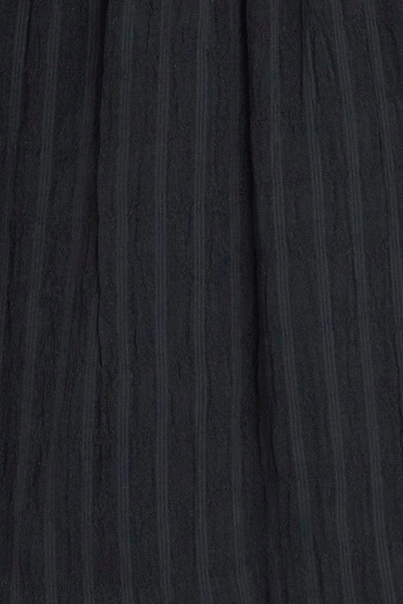 Black Fit And Flare Dress Puff Sleeve Mini