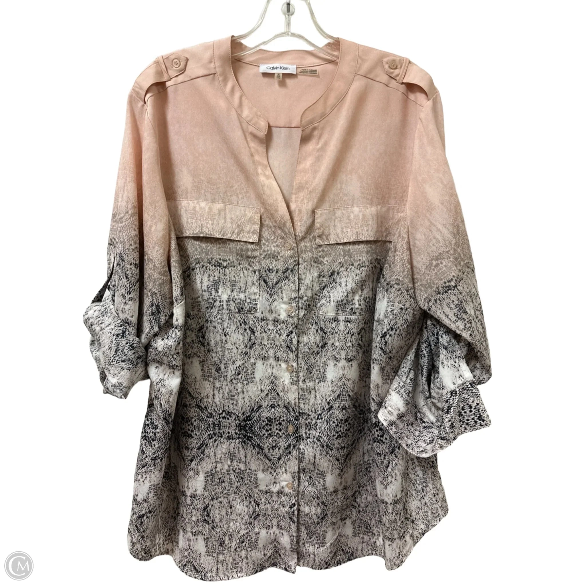 Blouse Long Sleeve By Calvin Klein In Pink, Size: Xl