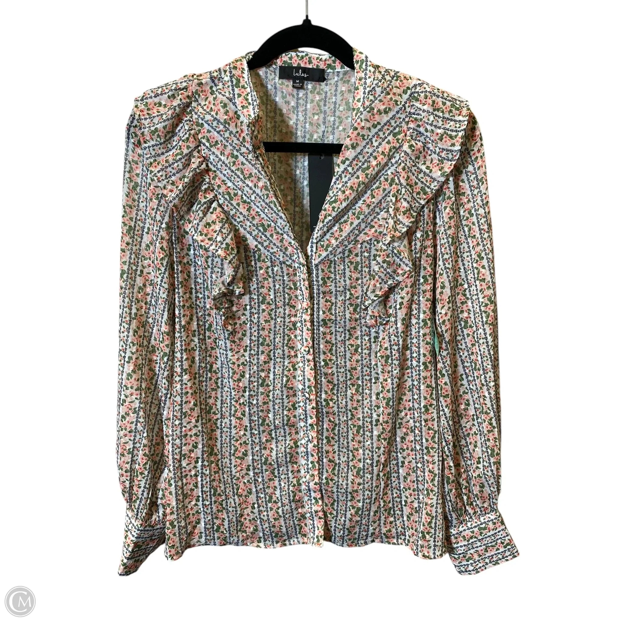 Blouse Long Sleeve By Lulus In Floral Print, Size: M