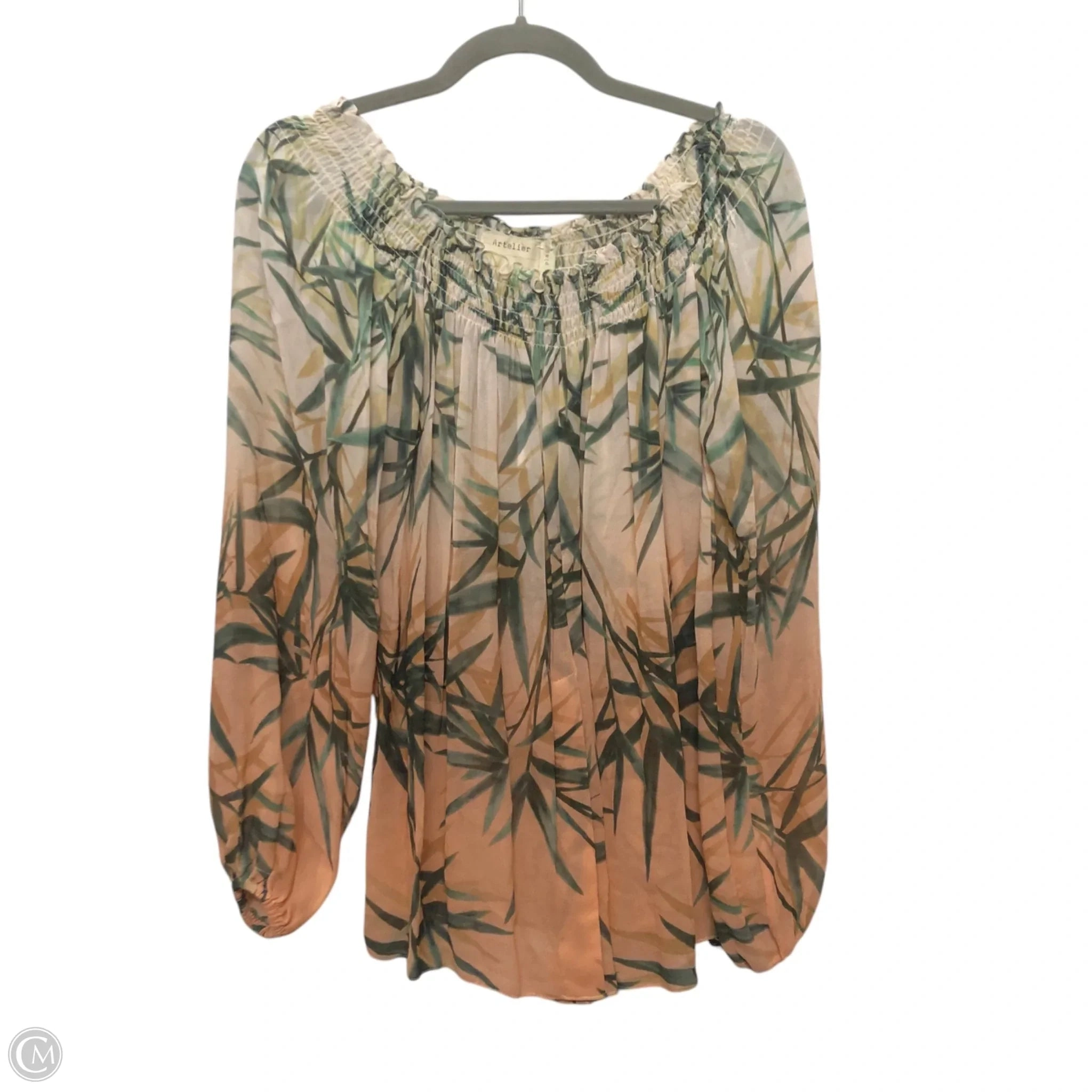 Blouse Long Sleeve By Nicole Miller In Peach, Size: S