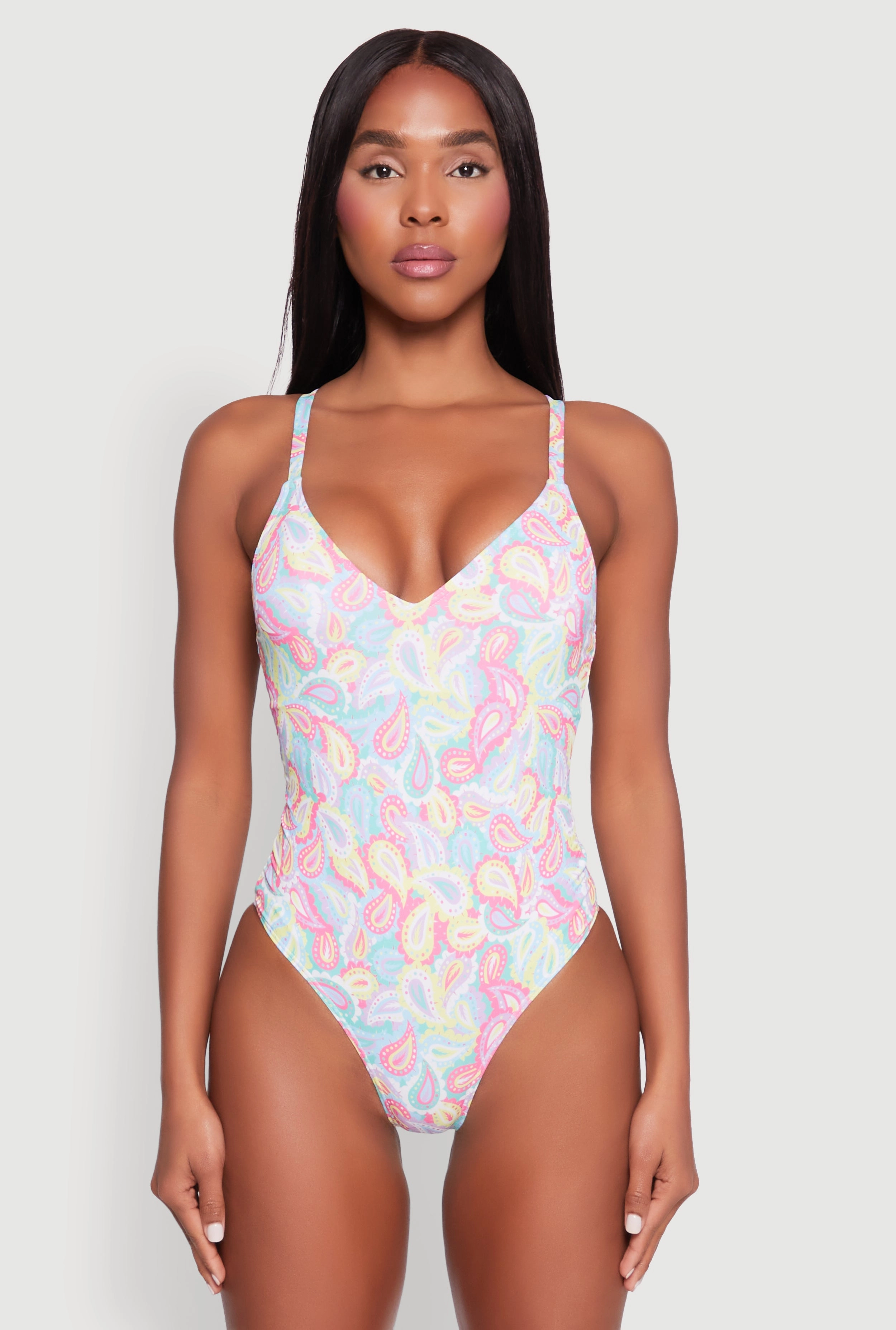 Border Print One Piece Swimsuit