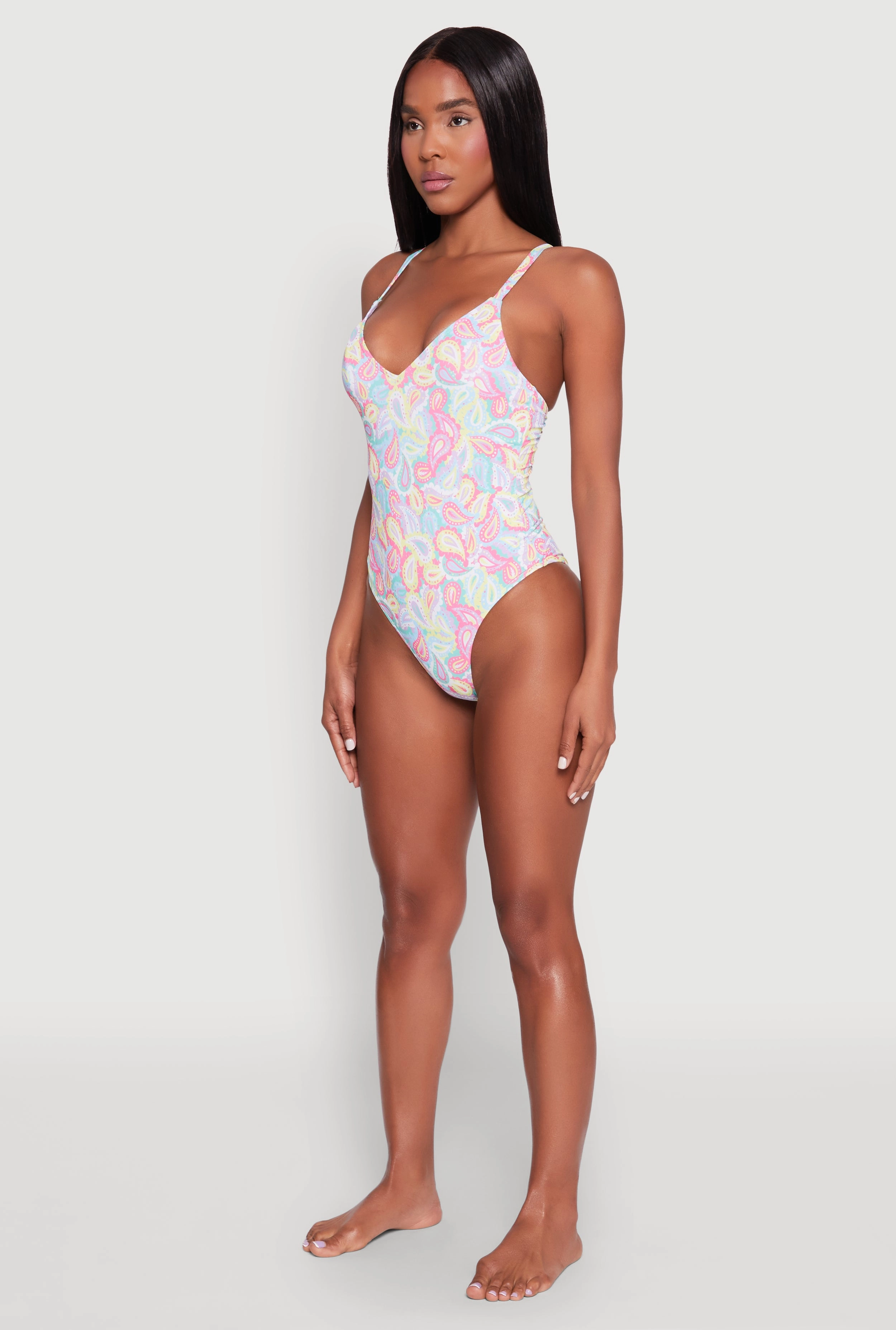 Border Print One Piece Swimsuit