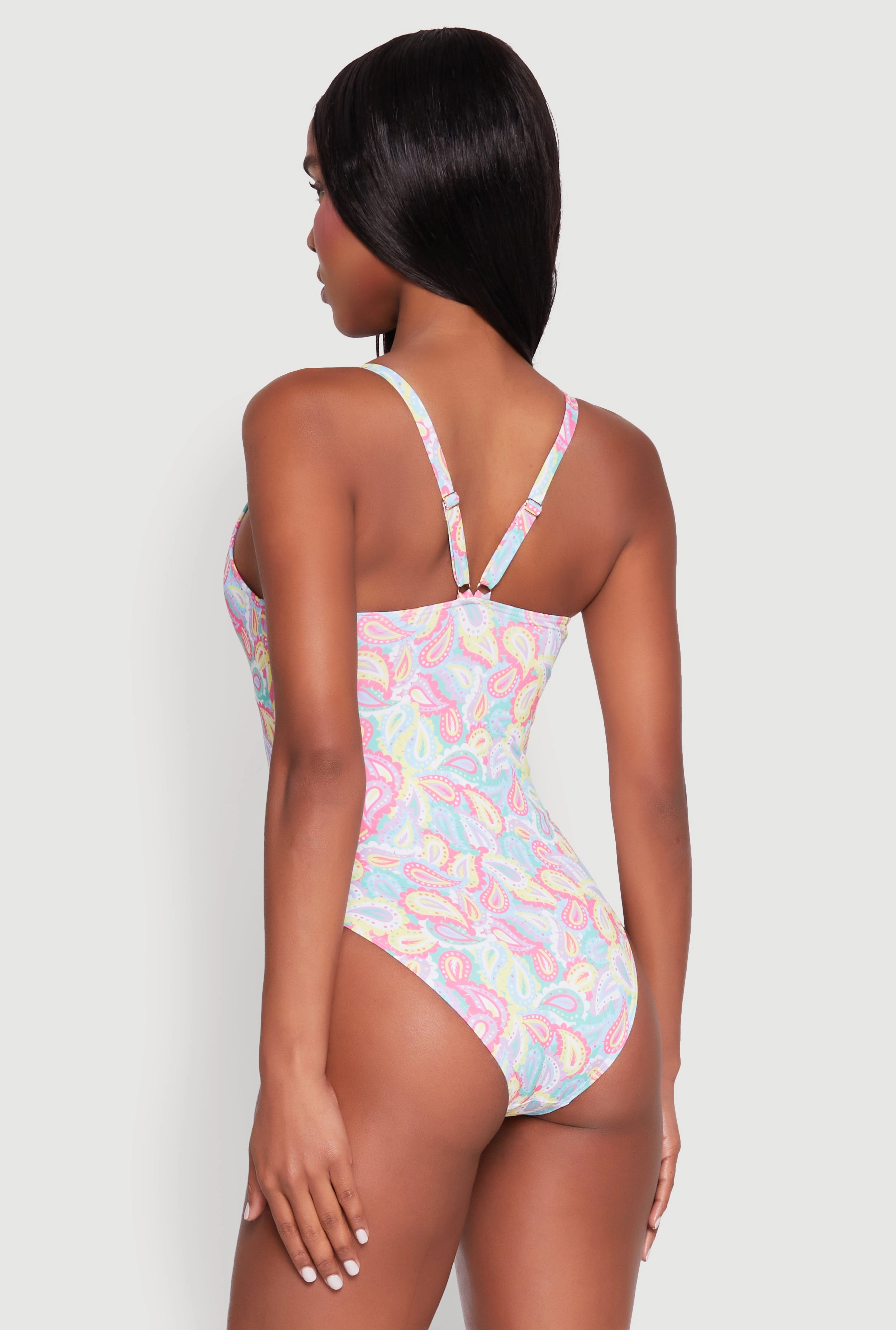 Border Print One Piece Swimsuit