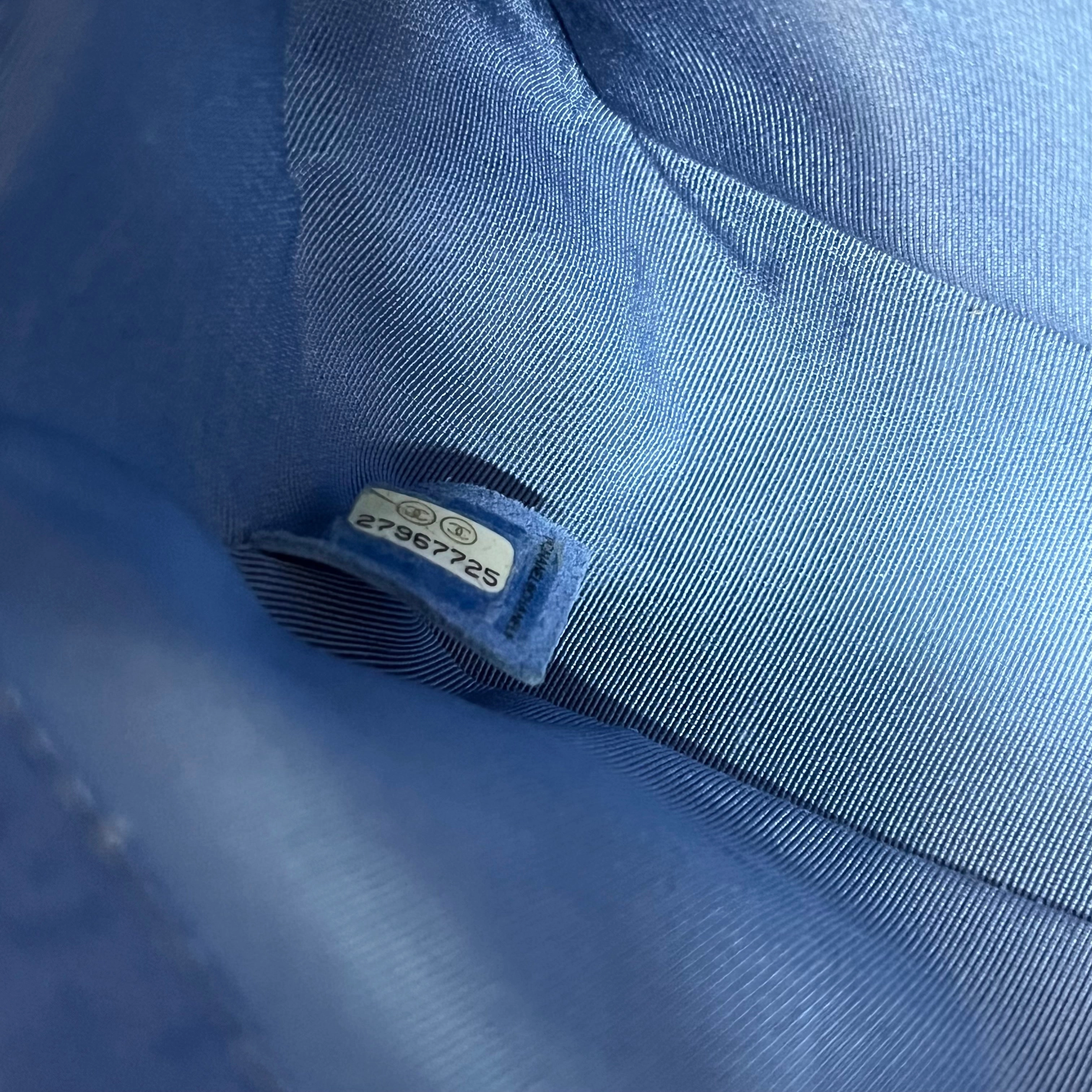CHANEL Boy Flap Medium Light Blue Denim Pleated Shoulder Bag