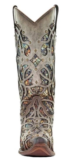 Corral C3409 Taupe Glitter Inlay & Studs Cowboy Boots