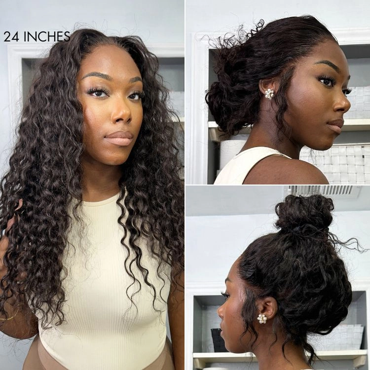 Crazy Wednesday | Water Wave Flexi-Fit Invisi Drawstring Cap 360 Lace Long Curly Wig Pre-Cut Lace