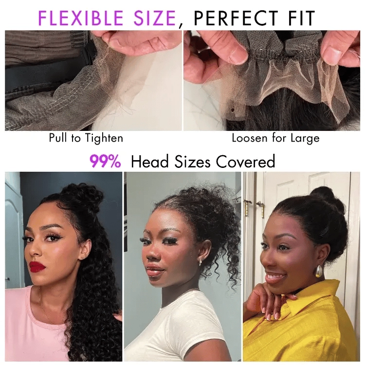 Crazy Wednesday | Water Wave Flexi-Fit Invisi Drawstring Cap 360 Lace Long Curly Wig Pre-Cut Lace