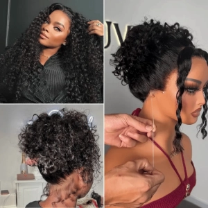 Crazy Wednesday | Water Wave Flexi-Fit Invisi Drawstring Cap 360 Lace Long Curly Wig Pre-Cut Lace