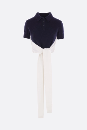 cropped polo sweater in wool and cashmere blend
