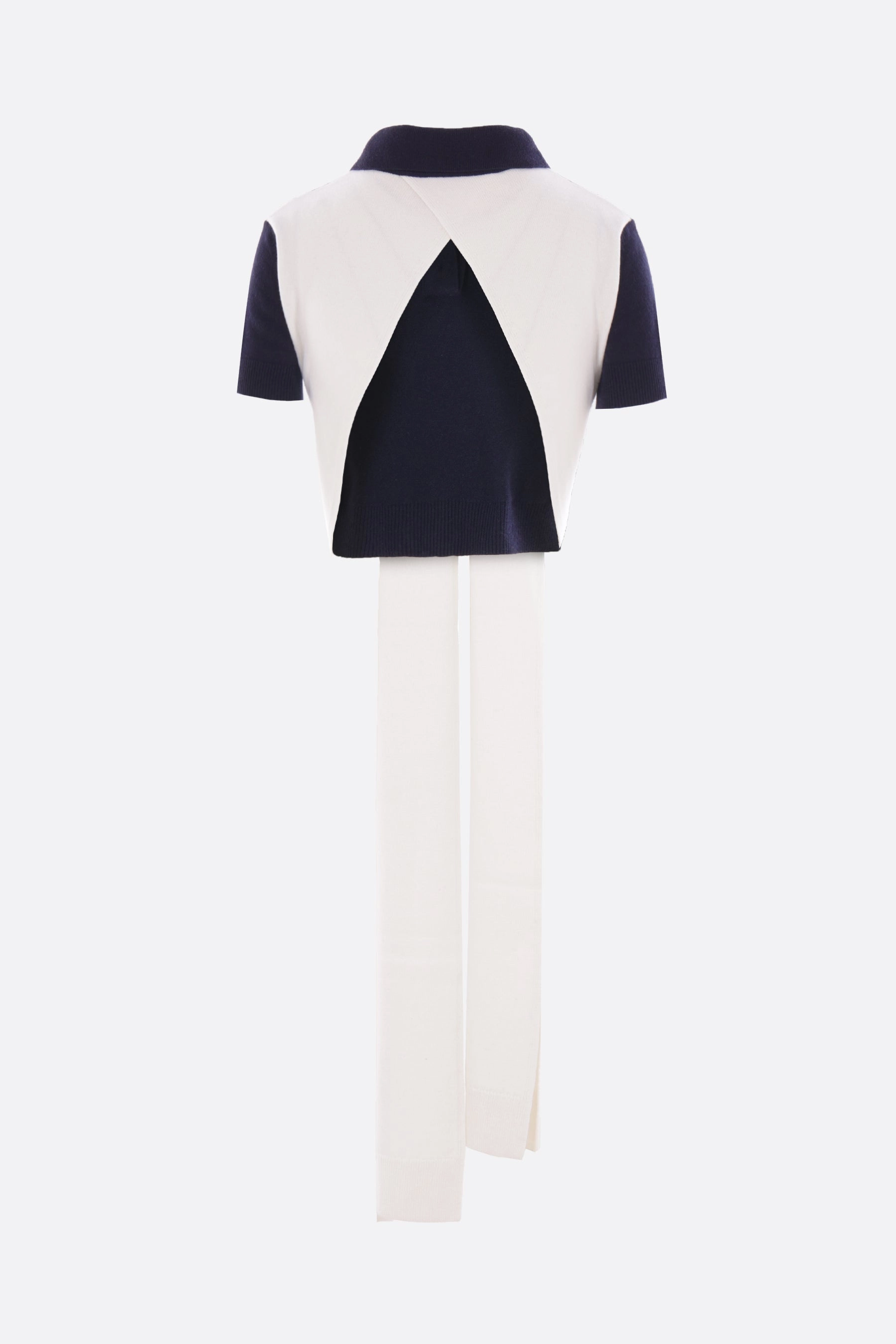 cropped polo sweater in wool and cashmere blend