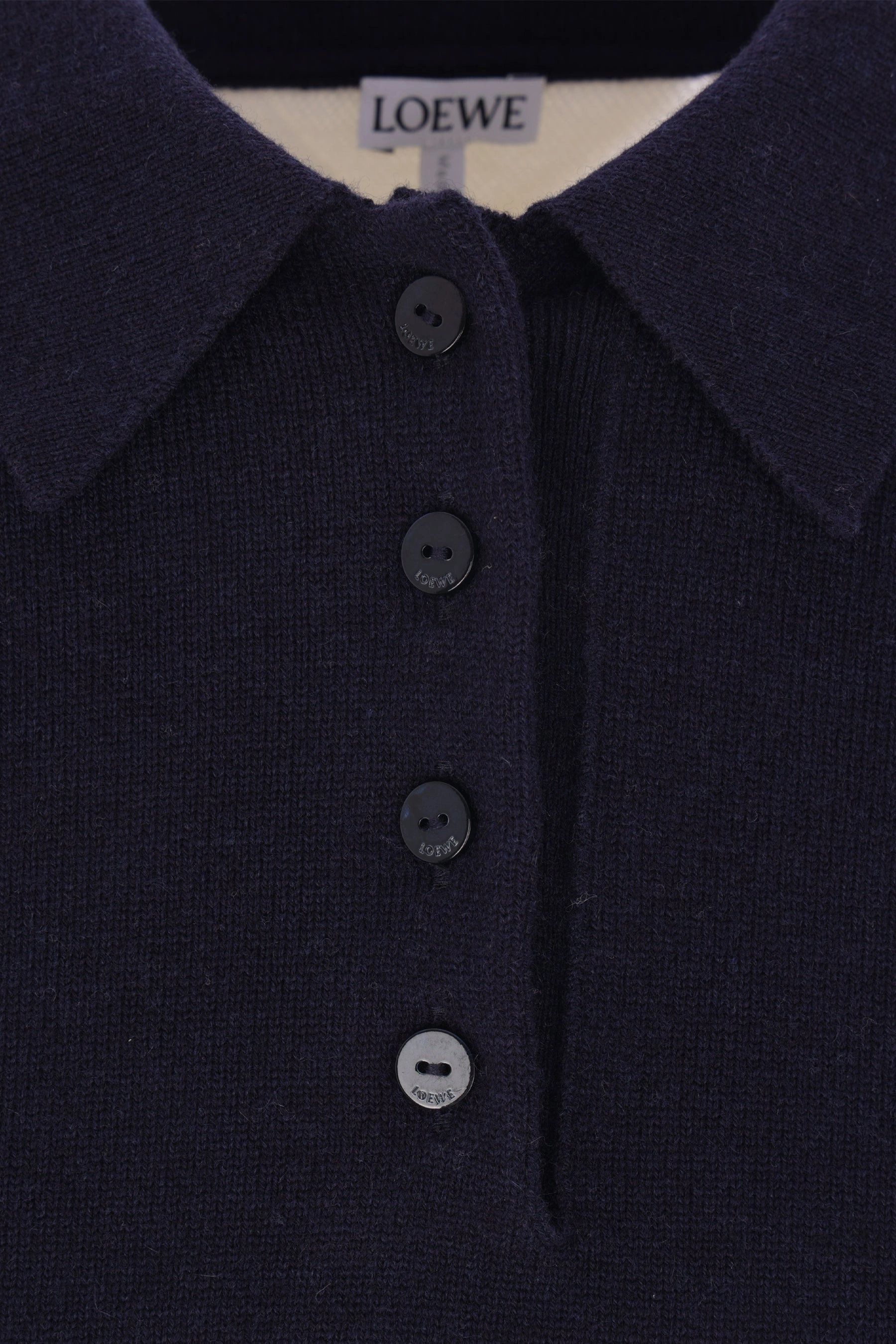 cropped polo sweater in wool and cashmere blend
