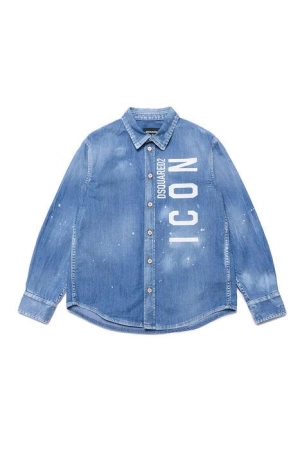 Dsquared2 Kids Logo Printed Denim Shirt