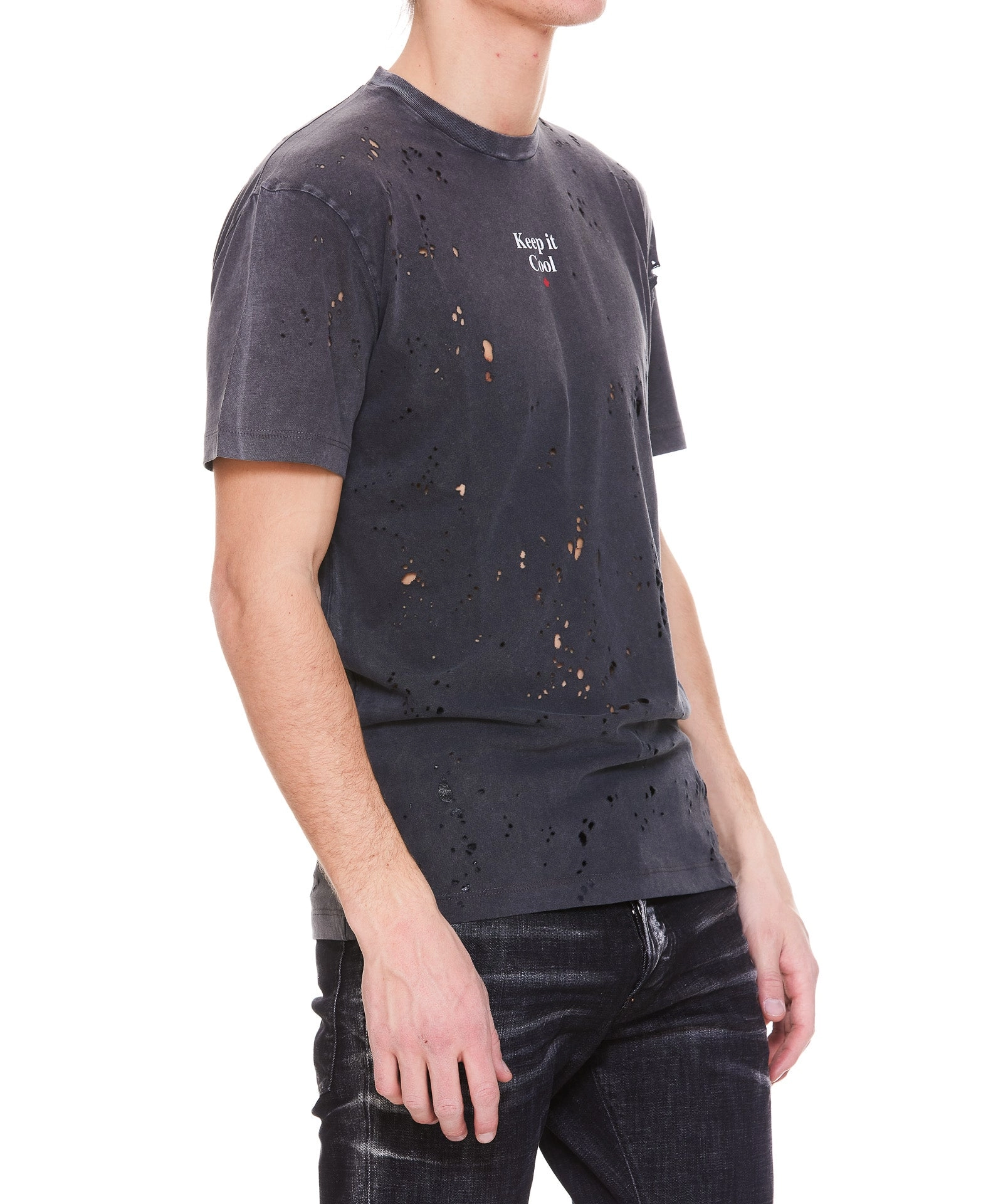 Dsquared2 Slogan Print Distressed T-Shirt