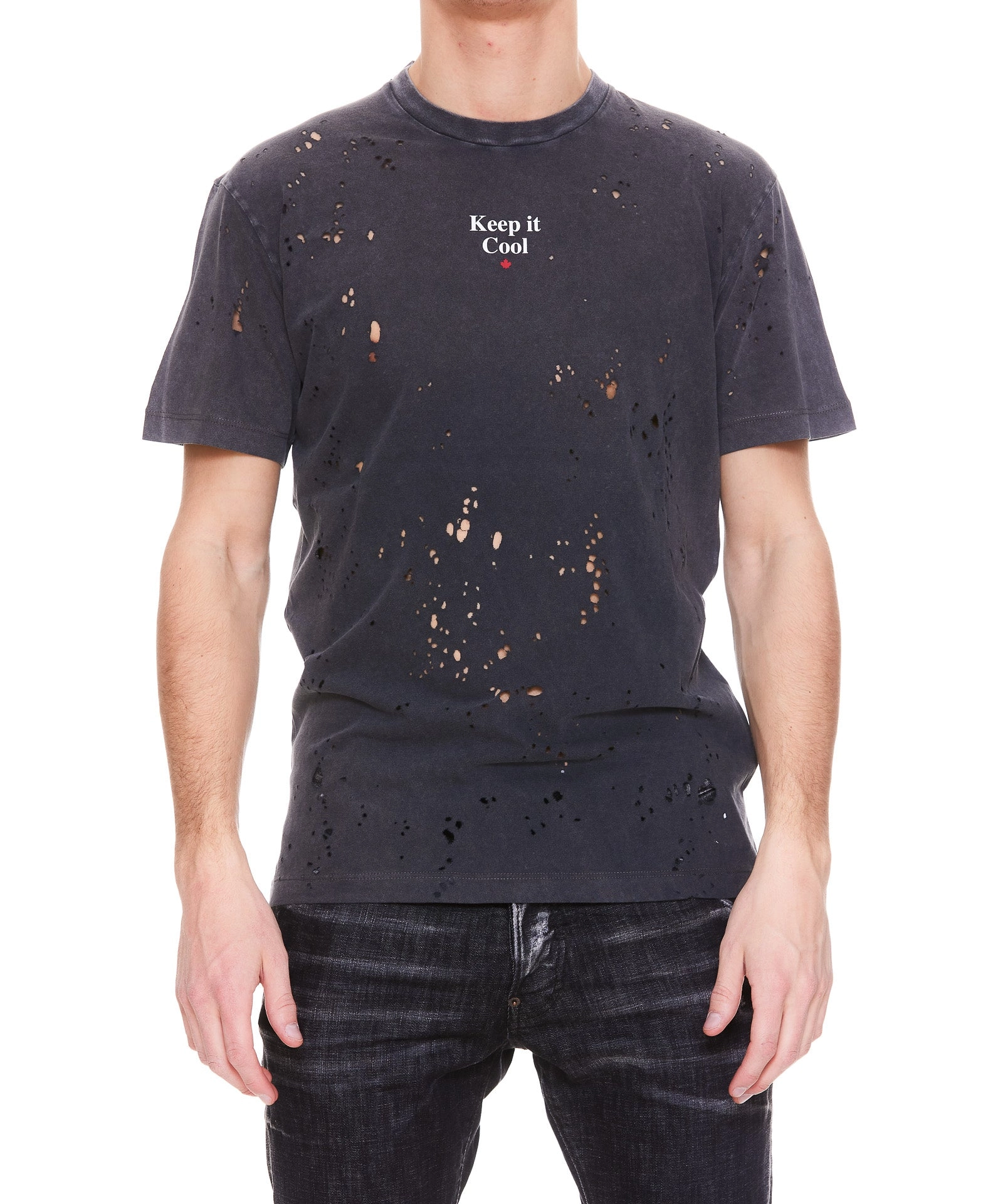 Dsquared2 Slogan Print Distressed T-Shirt