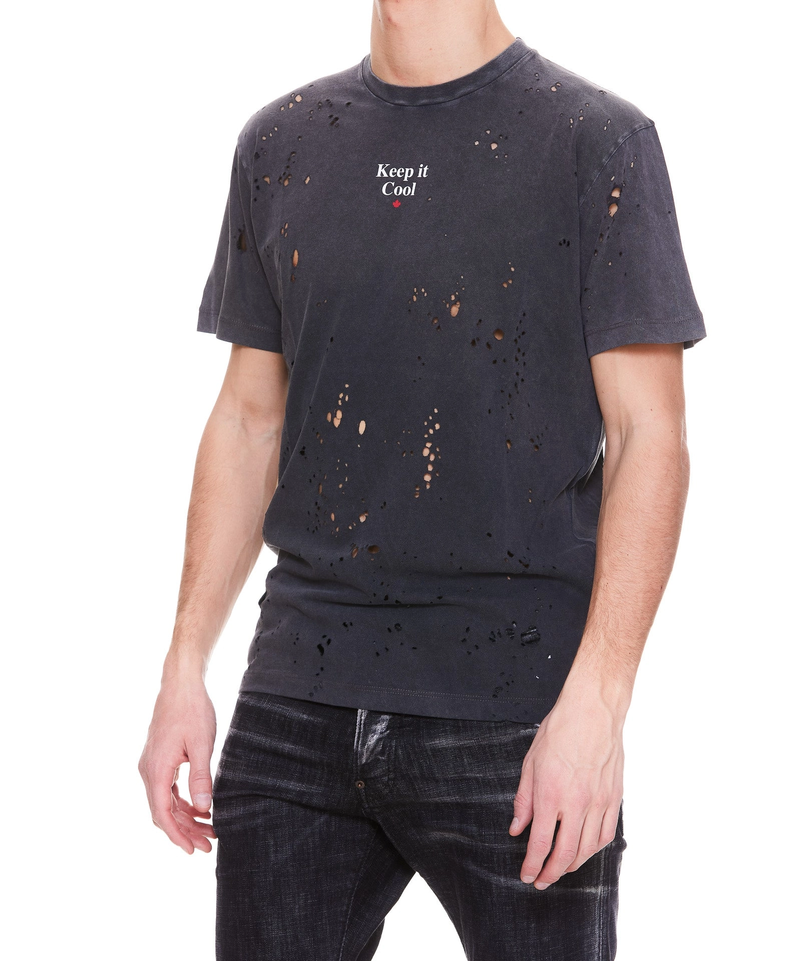 Dsquared2 Slogan Print Distressed T-Shirt