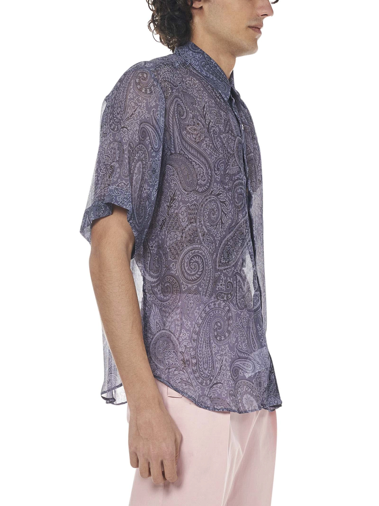 Etro Paisley Print Sheer Short Sleeved Shirt