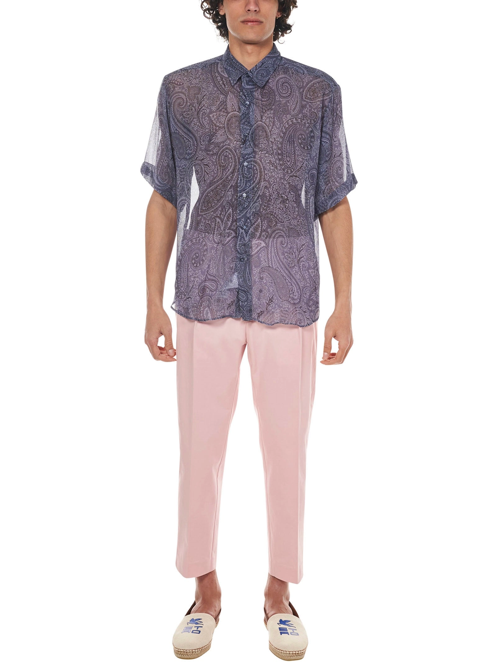 Etro Paisley Print Sheer Short Sleeved Shirt