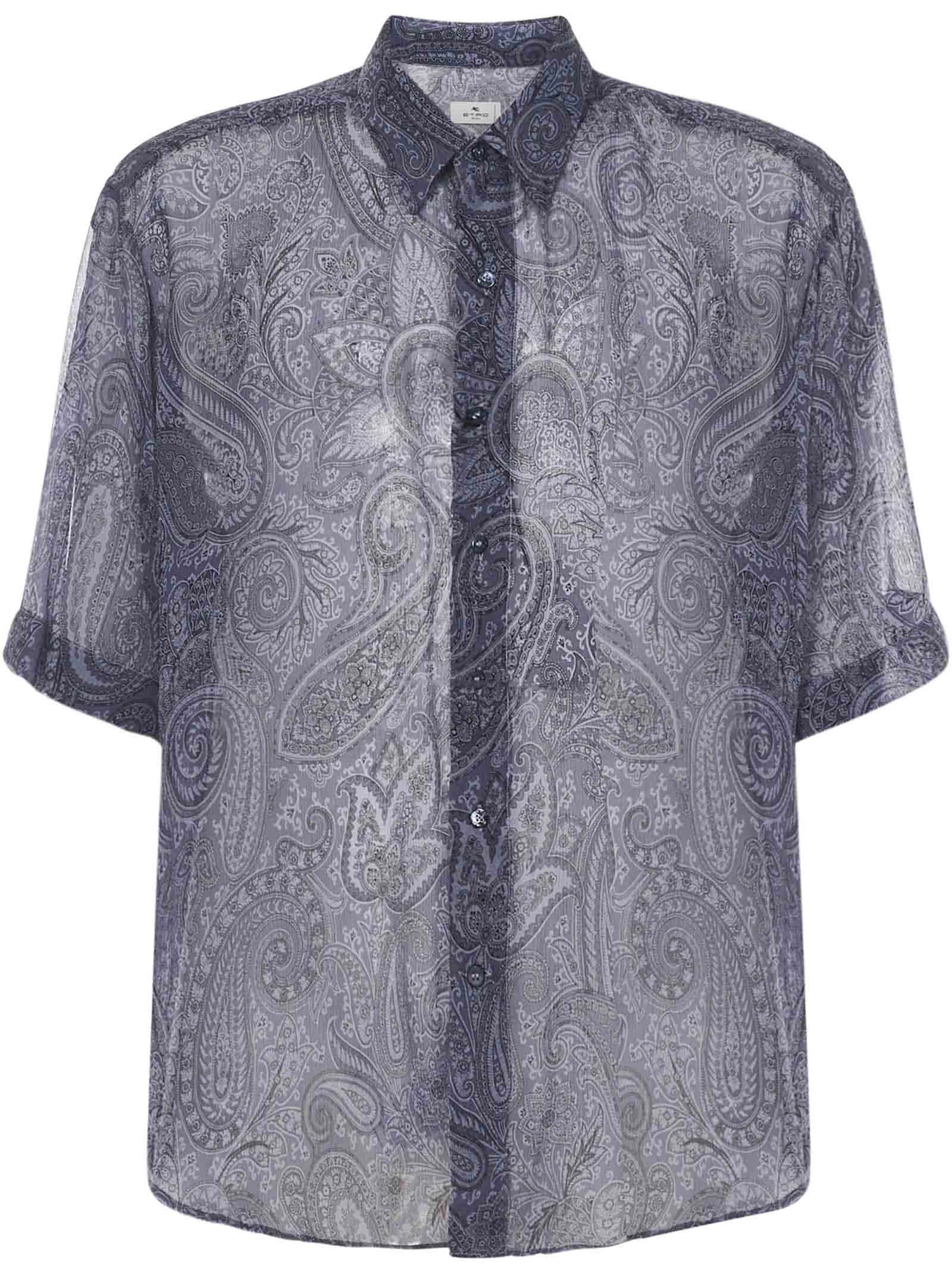 Etro Paisley Print Sheer Short Sleeved Shirt