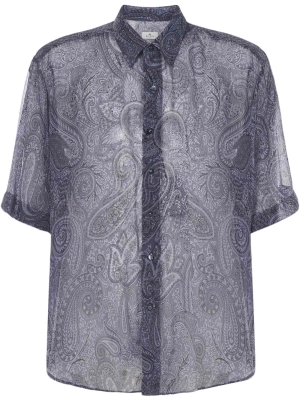 Etro Paisley Print Sheer Short Sleeved Shirt