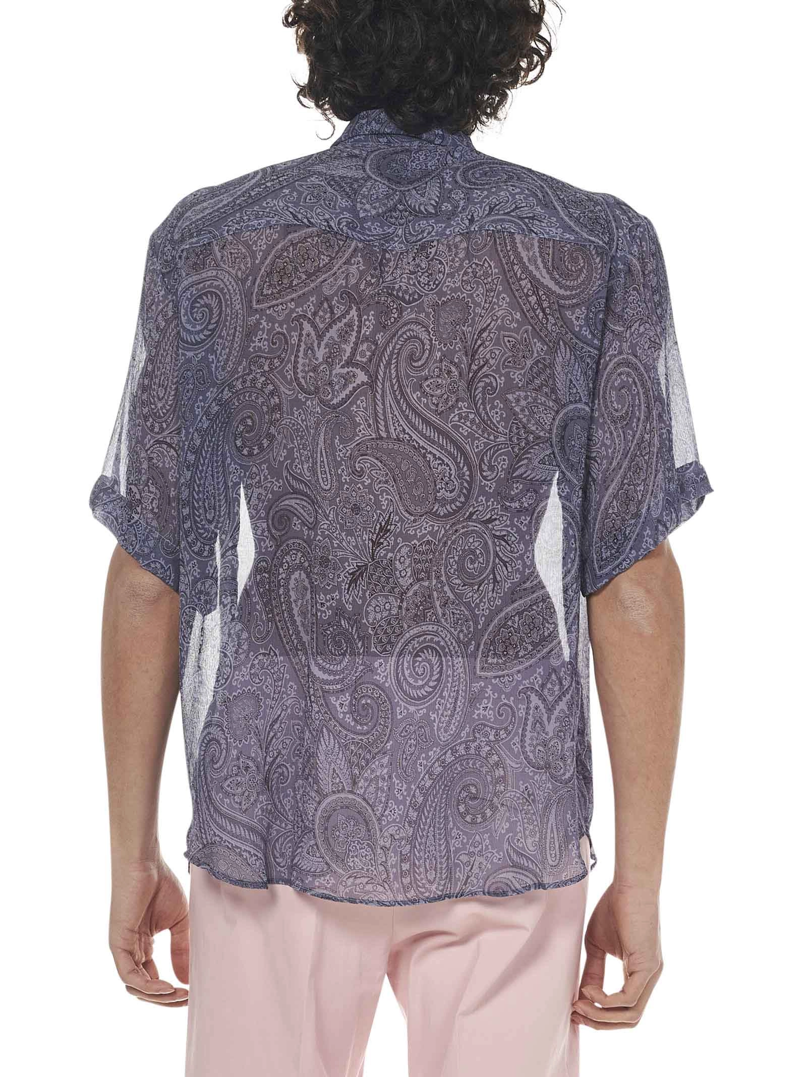 Etro Paisley Print Sheer Short Sleeved Shirt