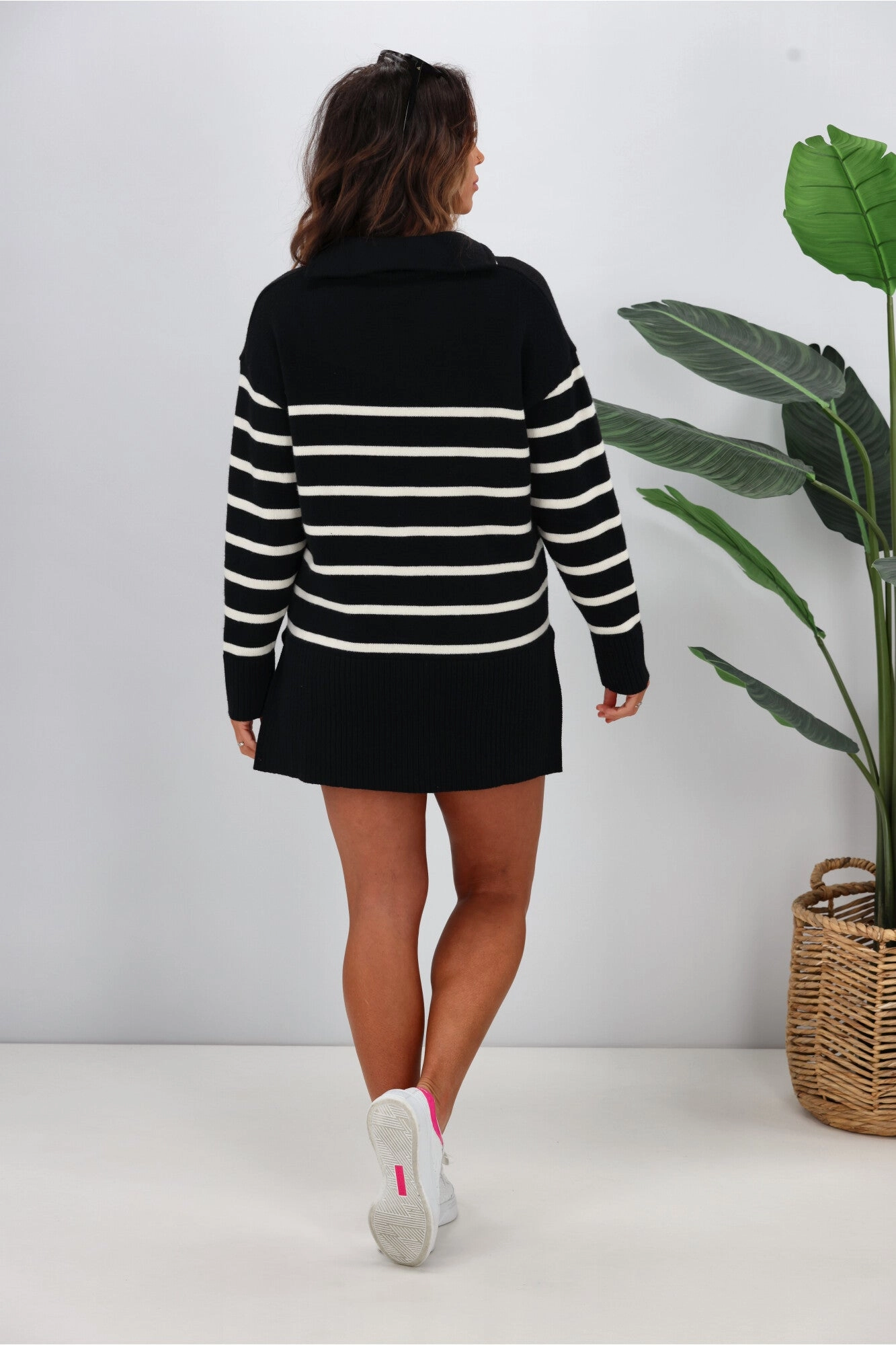 Gordon Smith Palma Stripe Zip Knit Black