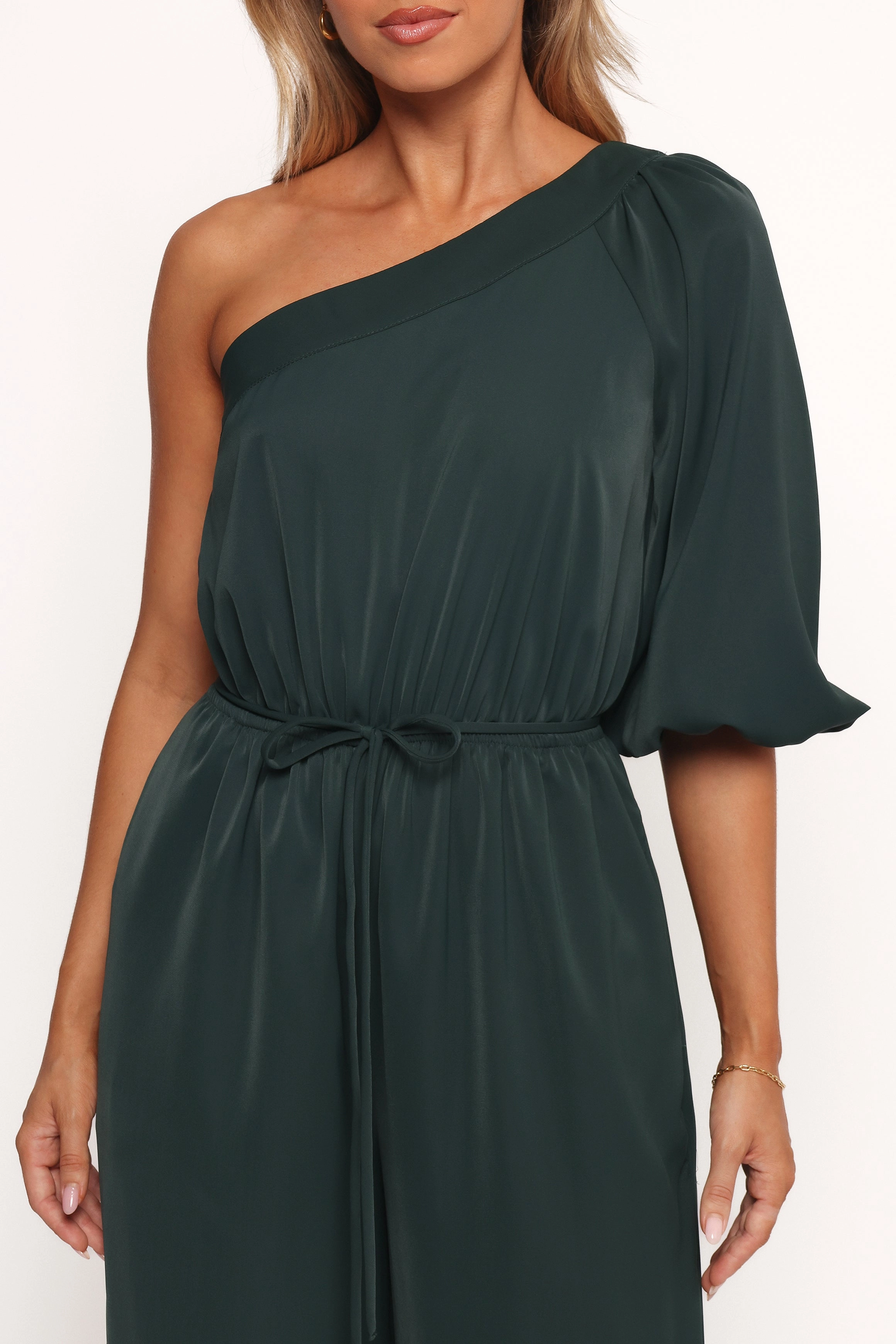 Hedda One Shoulder Jumpsuit - Emerald
