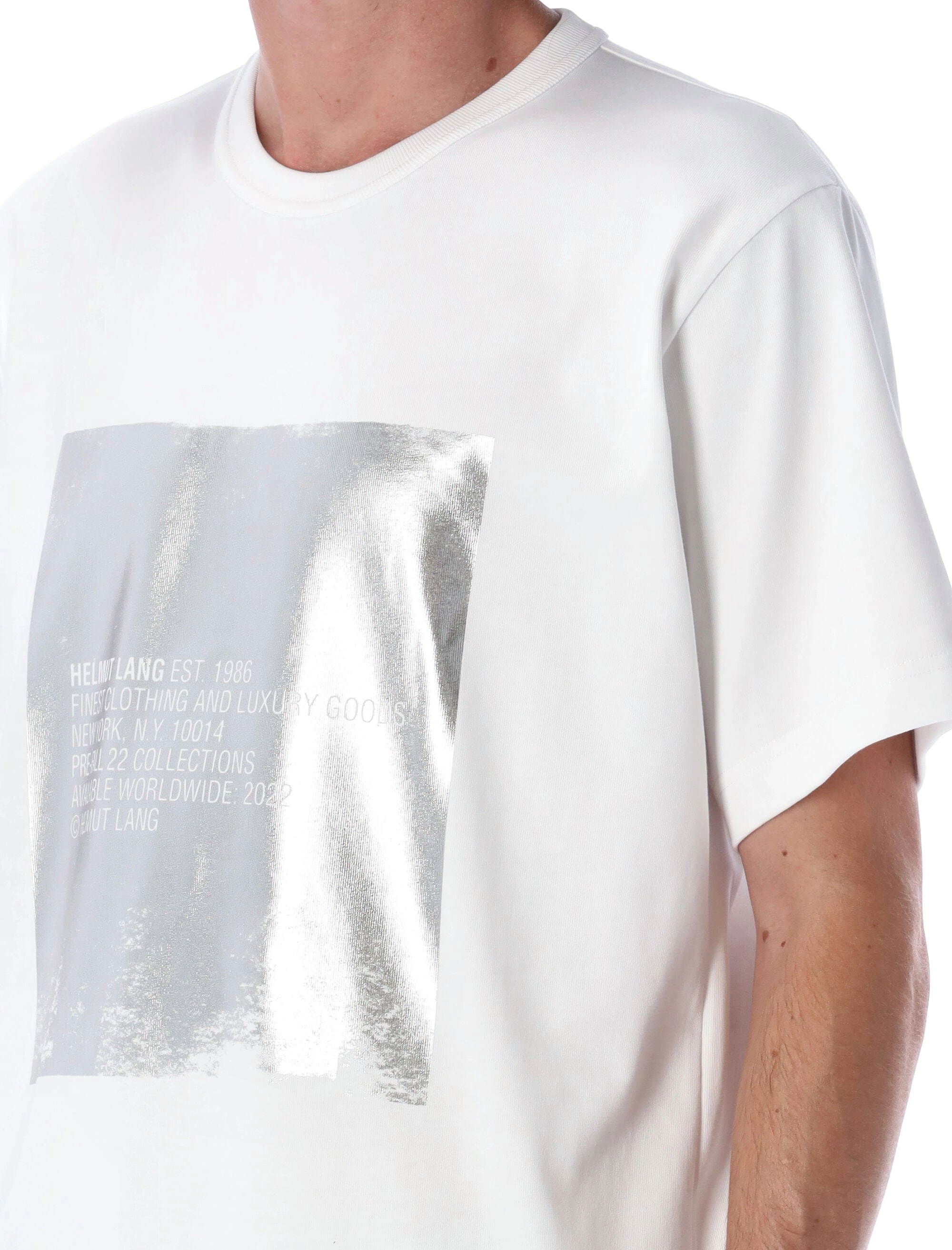 Helmut Lang Square Silver Crewneck T-Shirt