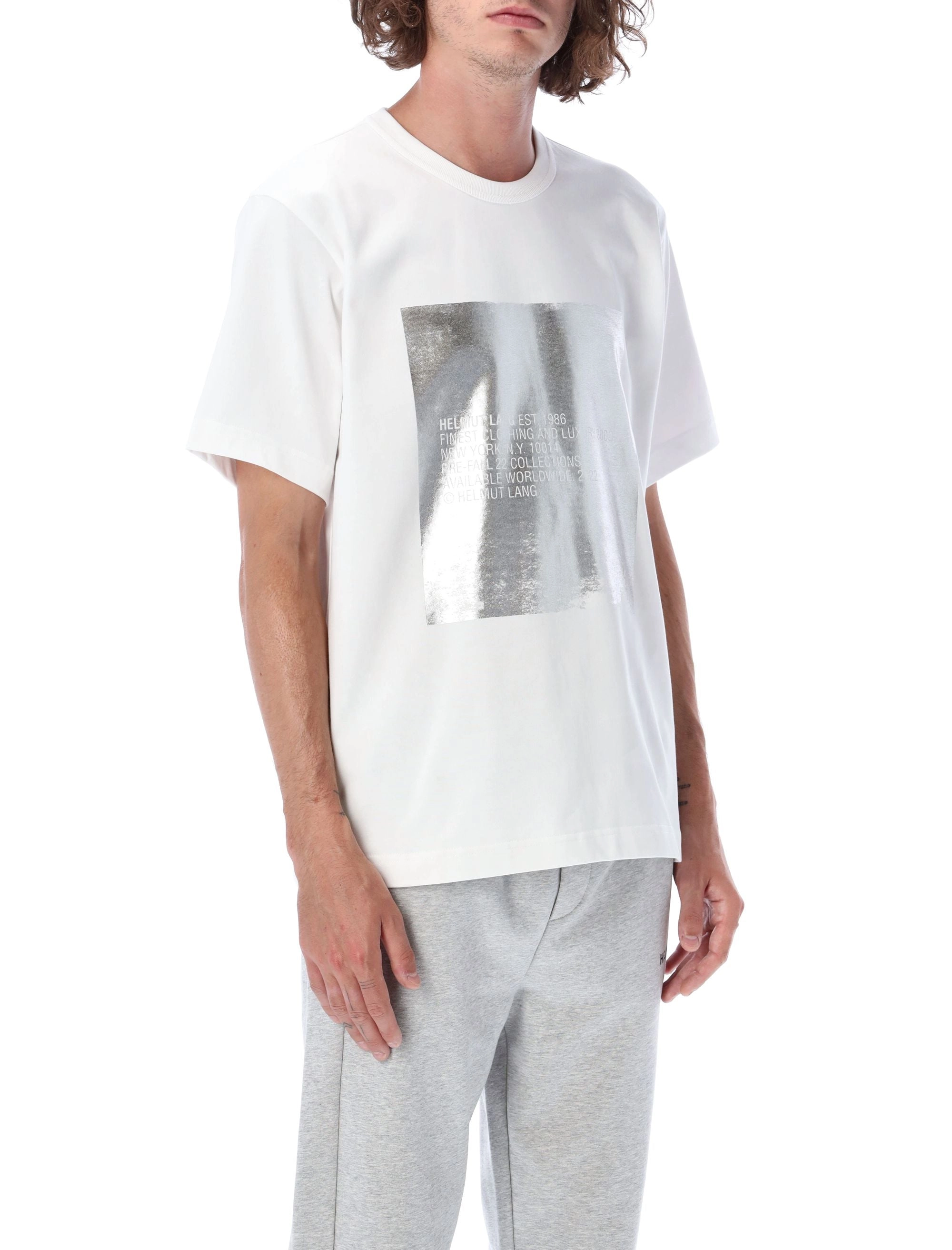 Helmut Lang Square Silver Crewneck T-Shirt