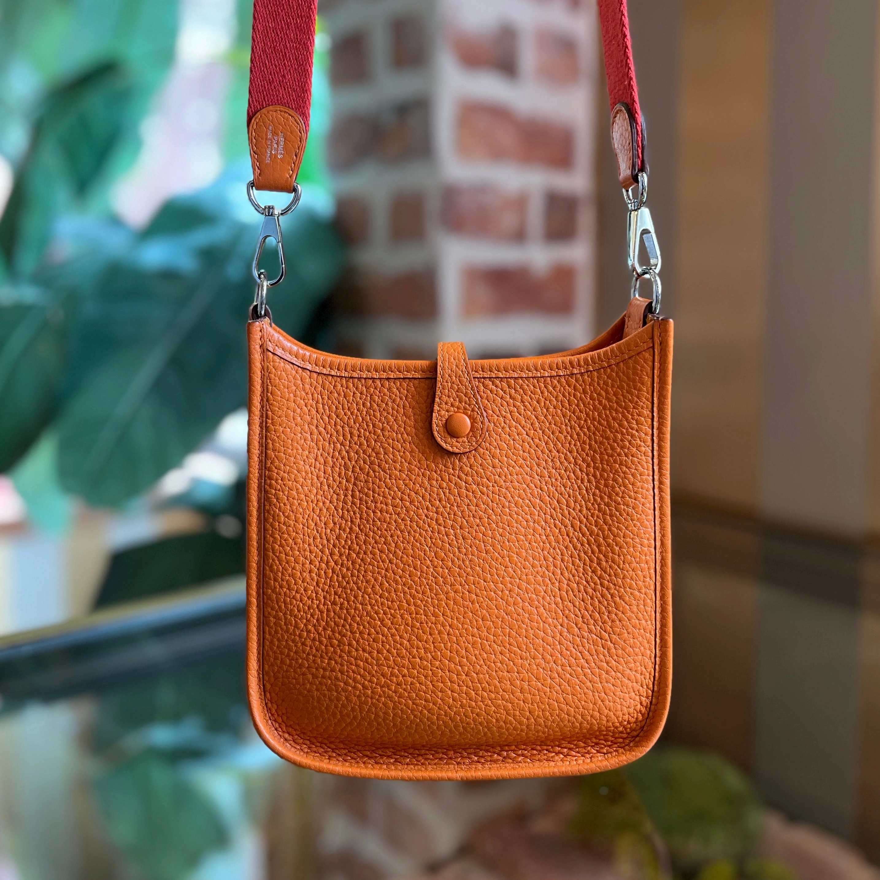 HERMES Evelyne TPM Orange Clemence Crossbody Bag
