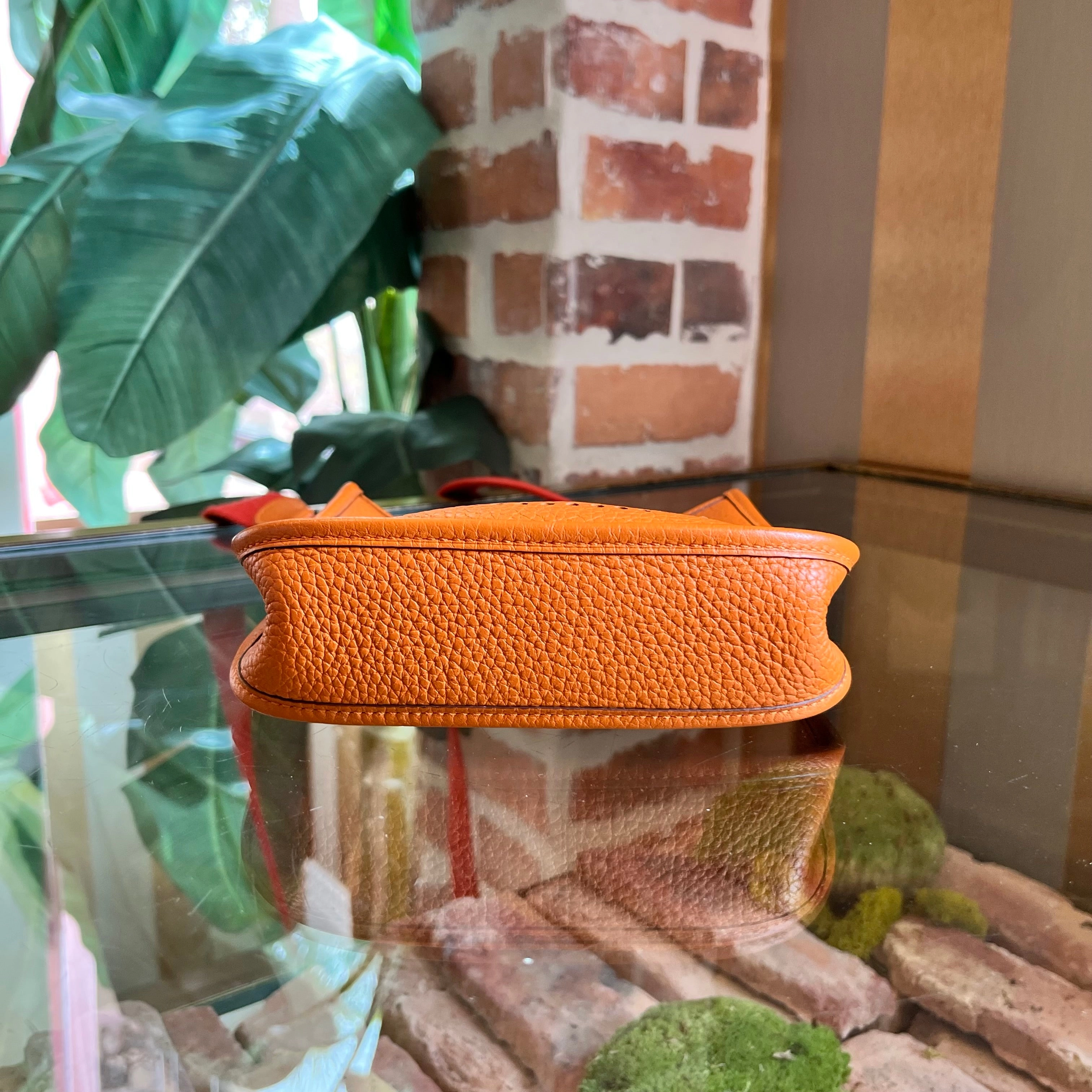 HERMES Evelyne TPM Orange Clemence Crossbody Bag