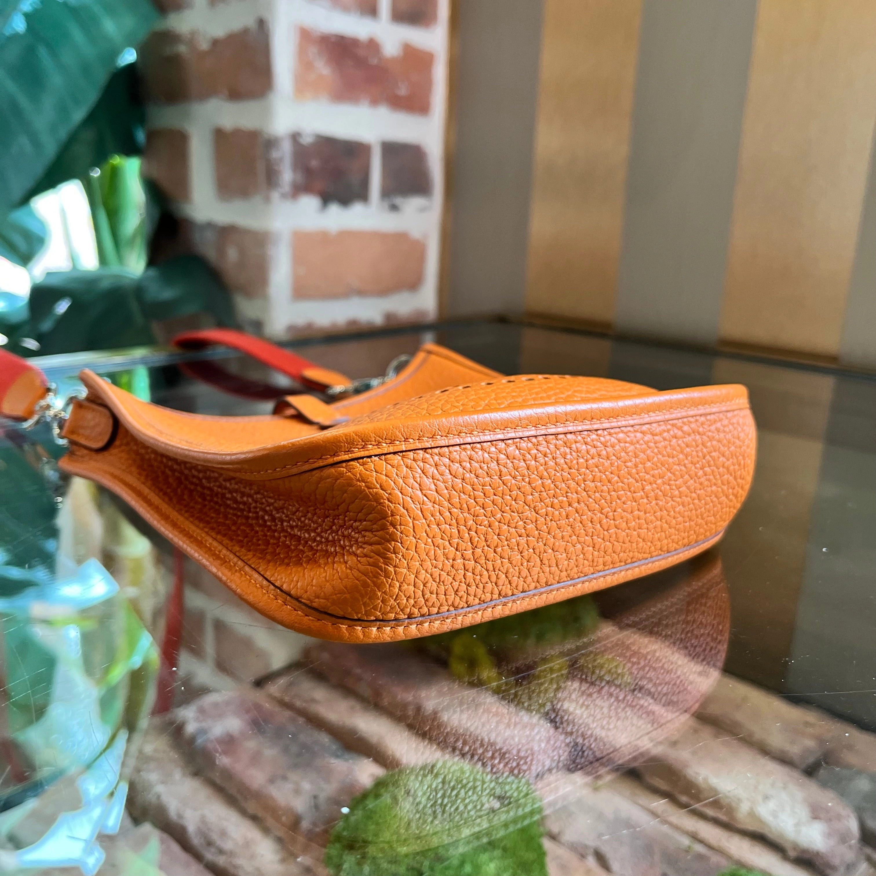 HERMES Evelyne TPM Orange Clemence Crossbody Bag